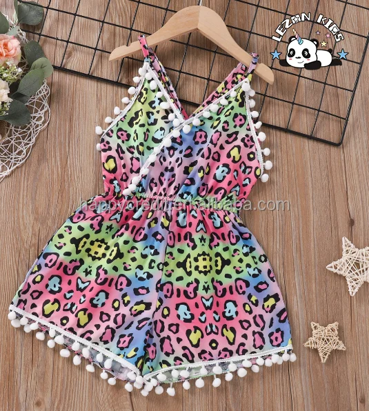 LEZONKIDS - Custom European American Children's Dress Summer Leopard Grain Cute Girl Sling Print Dress